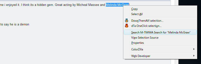 using the right-click Context Menu with the M-TIWWA Search tool.