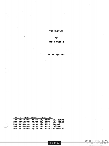 More information about "X-Files Pilot episode April 1993 script"